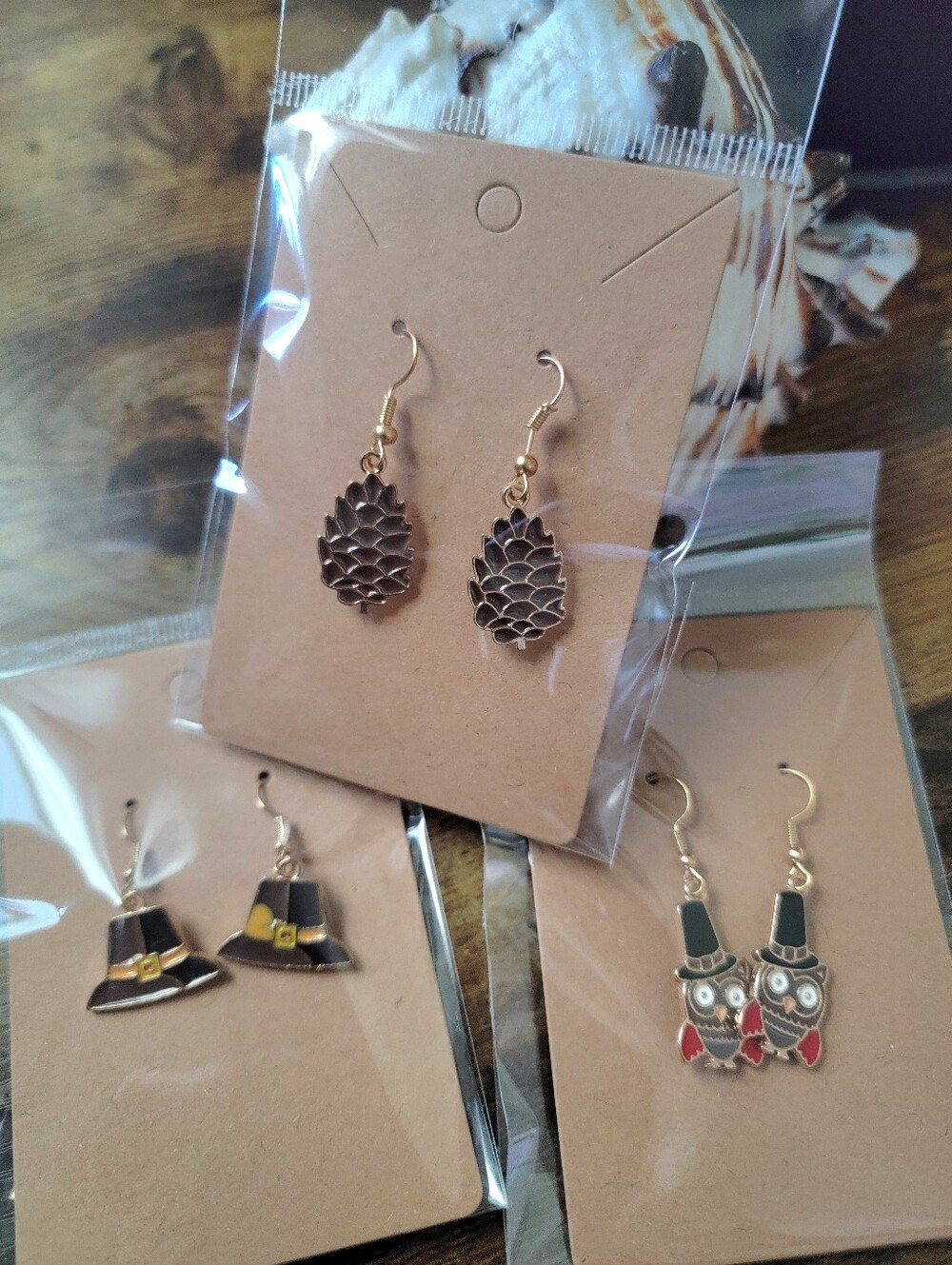 3pcs Fall Earrings Pinecone, Owl Drop Earrings - Unbranded